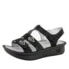 Kleo Black Leaf Sandal -Alegria Shoes Shop KLE 676 S1 Left